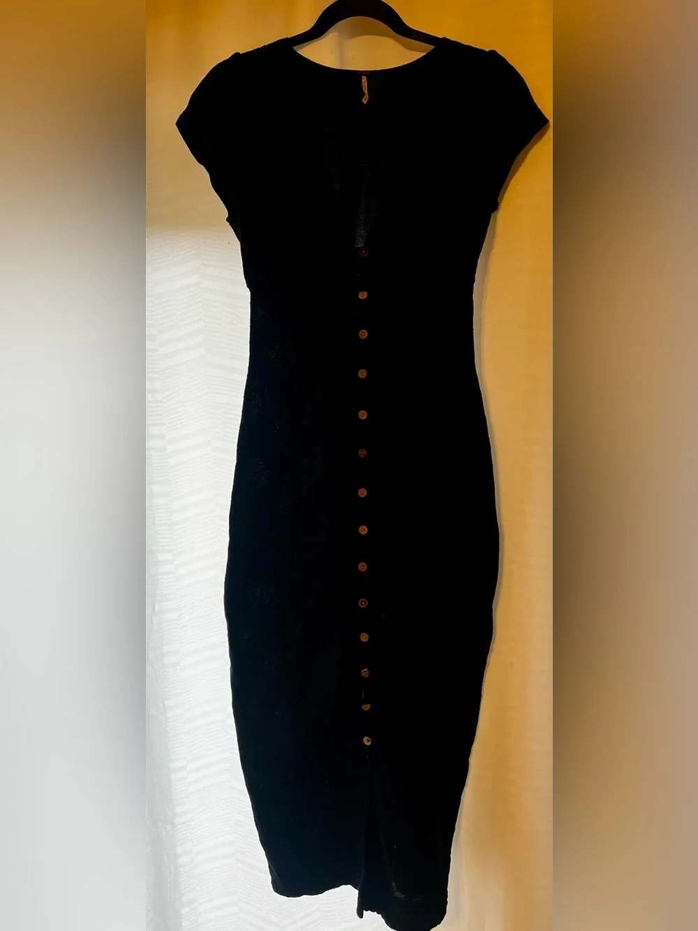 Free People New In Town Midi Black Button-Front Dress